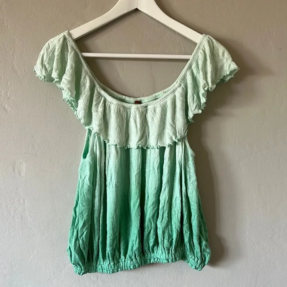 Free People Green Ombré off the Shoulder Top